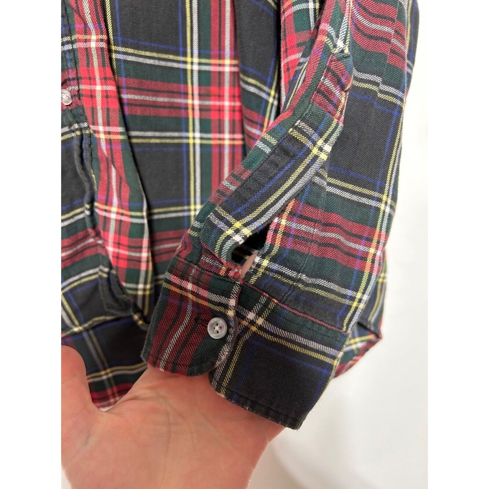 L.L. Bean Men Size XL Long Sleeve Plaid Button Front Made in USA Shirt Damage - Picture 4 of 8